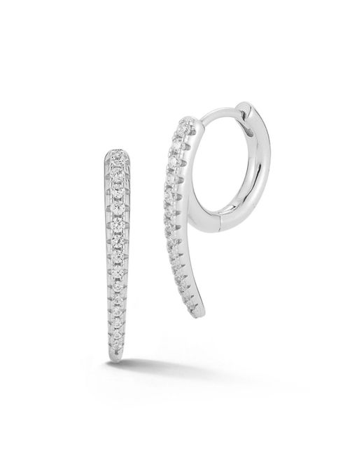 Rachel Zoe White 14k Gold Plated Sterling Pave Curve huggie Hoop Earrings