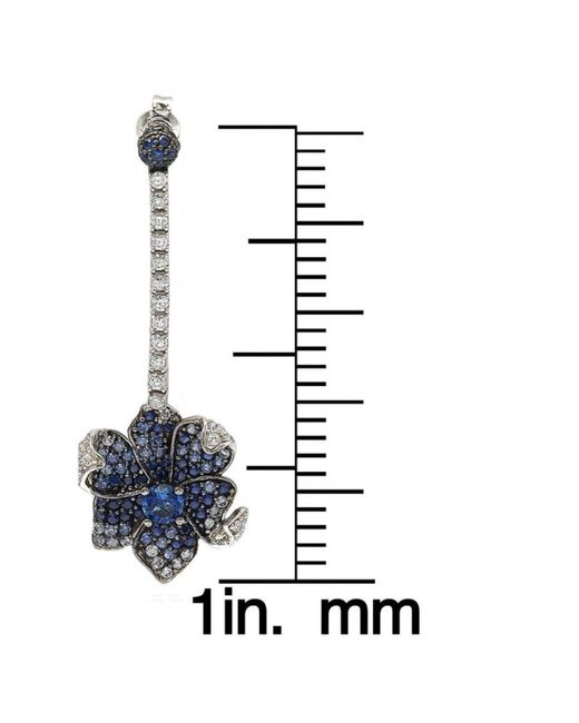 SUZY LEVIAN NEW YORK Blue Suzy Levian Sterling Silver Sapphire & Created White Sapphire Flower Petal Drop Dangle Earrings