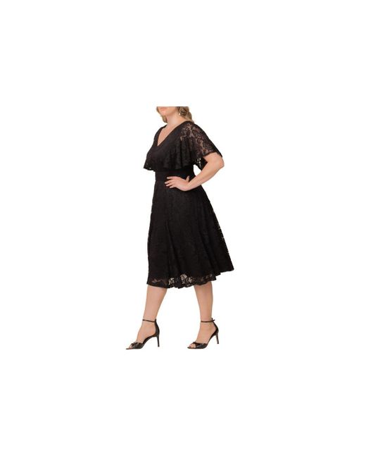 Kiyonna Black Plus Size Camille Lace Cocktail Dress