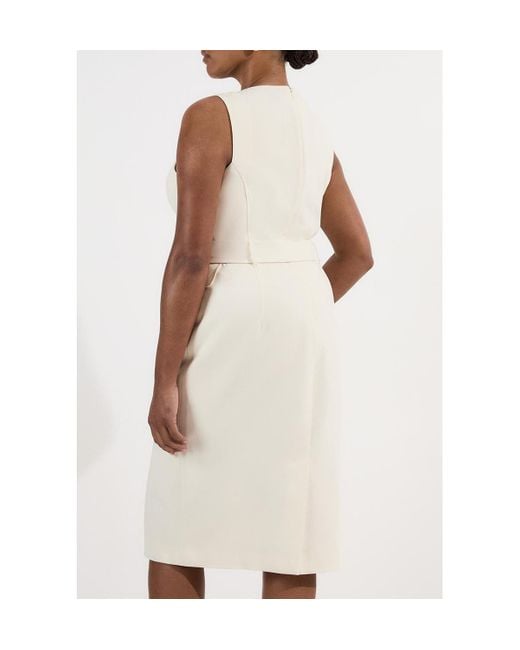 Karen Millen White Essential Belted Tailored Midi Dress