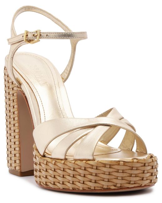 SCHUTZ SHOES Metallic Keefa High Straw Round Toe Sandals