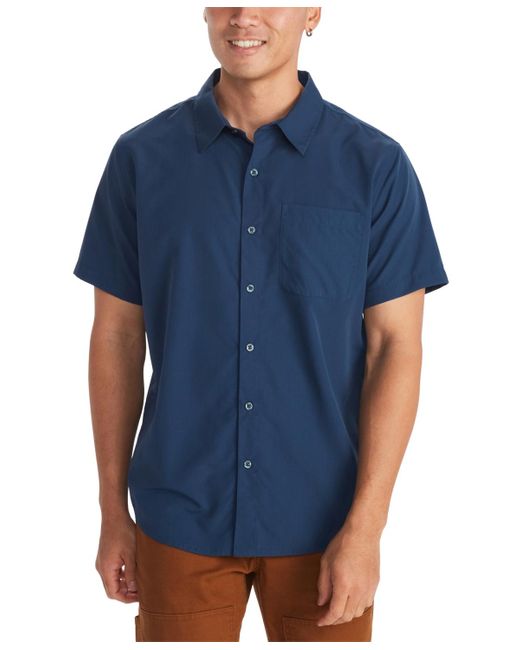 Marmot Blue Aerobora Button-up Short-sleeve Shirt for men