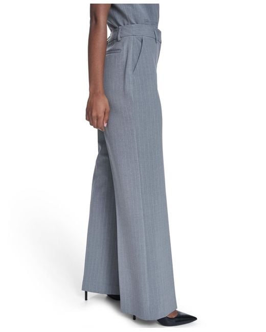 Calvin Klein Blue Pinstripe Mid-rise Pants