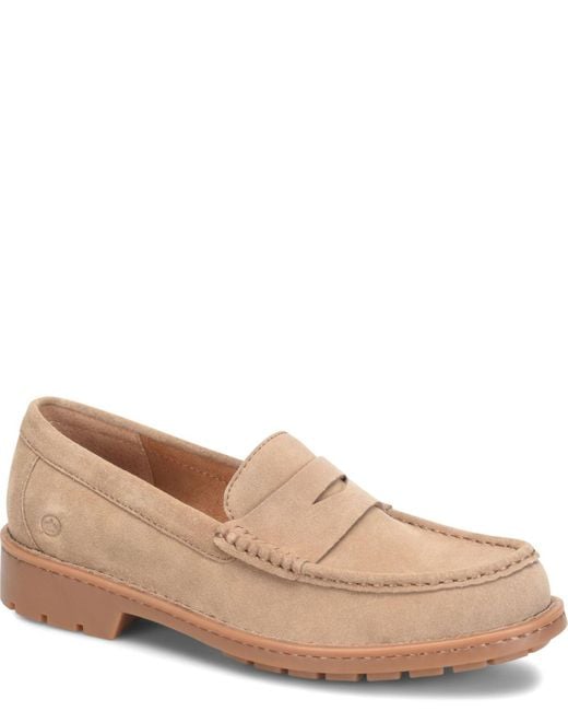 Born Natural Langley Suede Leather Slip On Penny Loafers for men