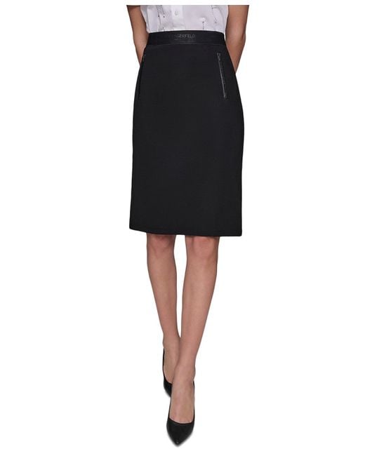 Karl Lagerfeld Black Compression Pull-on Pencil Skirt