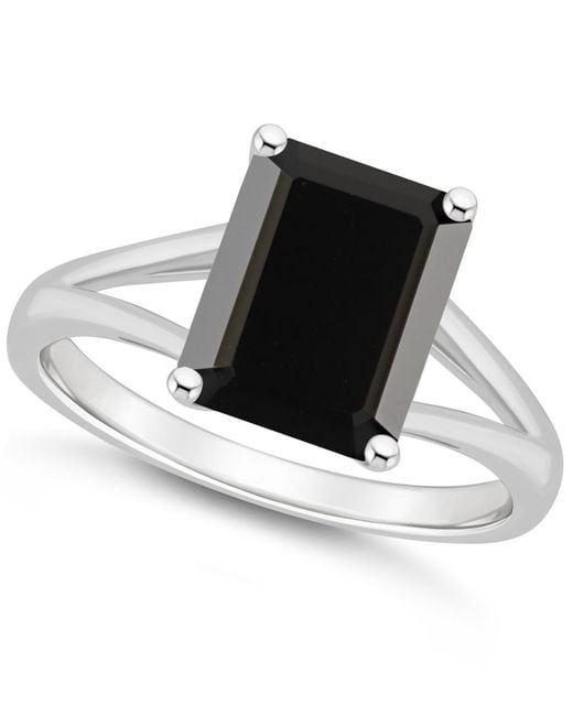 Macy's Black Emerald-cut Split Shank Polished Statement Ring