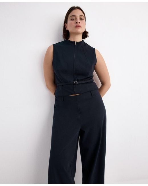 Mango Blue Straight Lyocell Pants