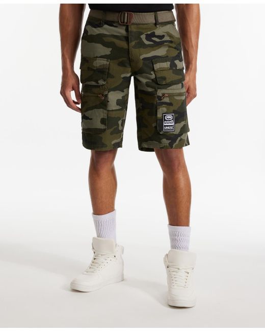 Ecko' Unltd Green Freshen Up Belted Cargo Shorts for men