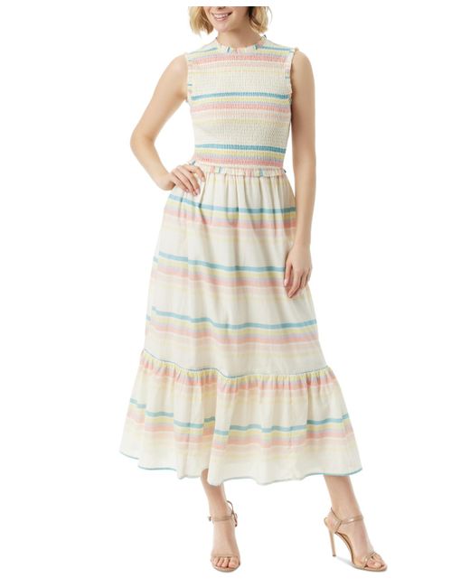 Jessica Simpson Metallic Mira Striped Smocked Maxi Dress