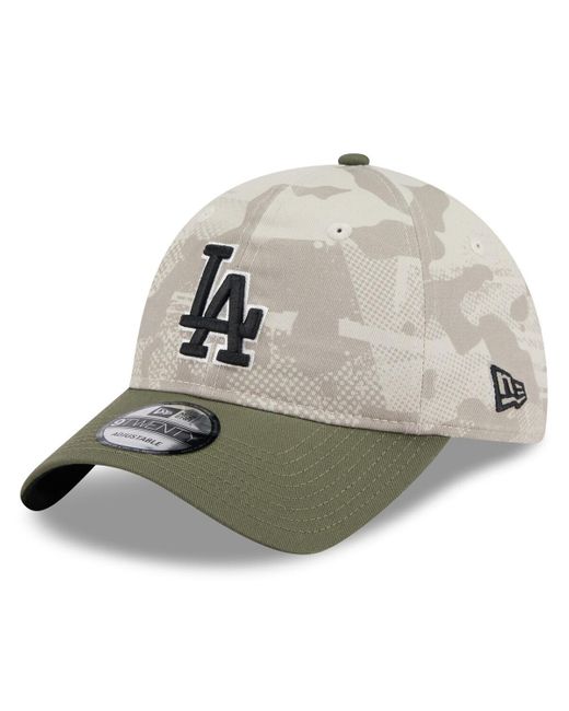 KTZ Gray Light Beige/olive Los Angeles Dodgers 2025 Armed Forces Day 9twenty Adjustable Hat for men
