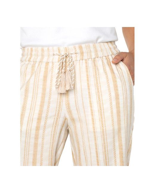 Liverpool Los Angeles Natural Petite Stripe Drawstring Wide-leg Pants