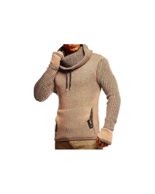 Leif Nelson Men's Black Cowl Neck Knitted Pullover