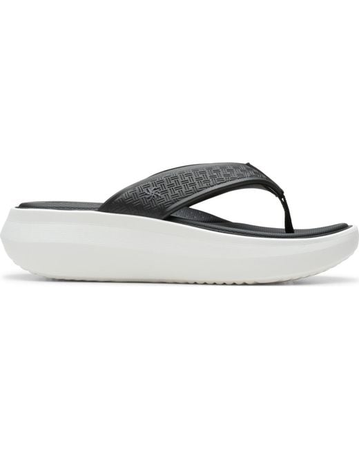 Clarks White Solevana Post Round Toe Sandals