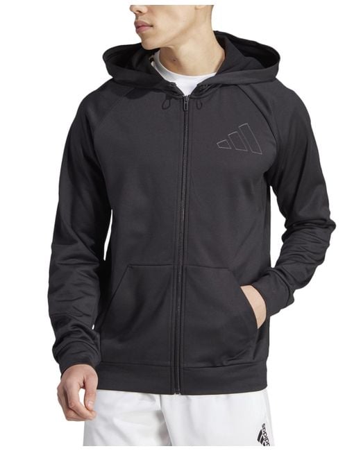 Adidas Gray Game & Go Small Logo Moisture-wicking Training Full-zip Fleece Hoodie for men