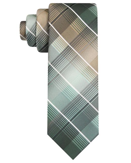 Van Heusen Green Classic Shadow Gradient Plaid Tie for men