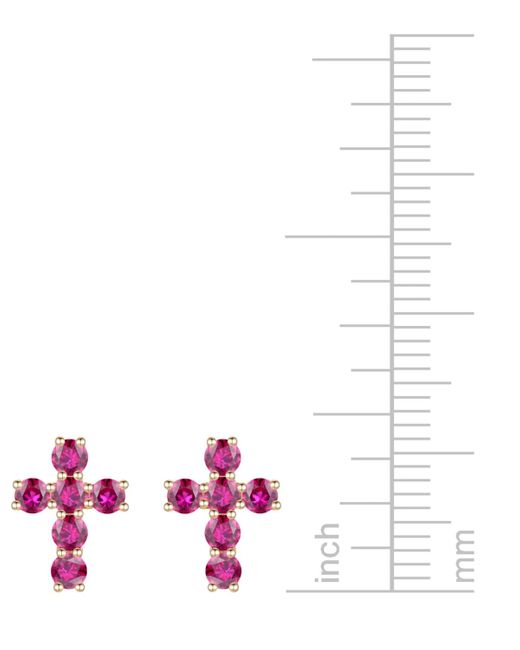 Macy's Pink Lab Grown Sapphire Cross Stud Earrings (1 Ct. T.w.