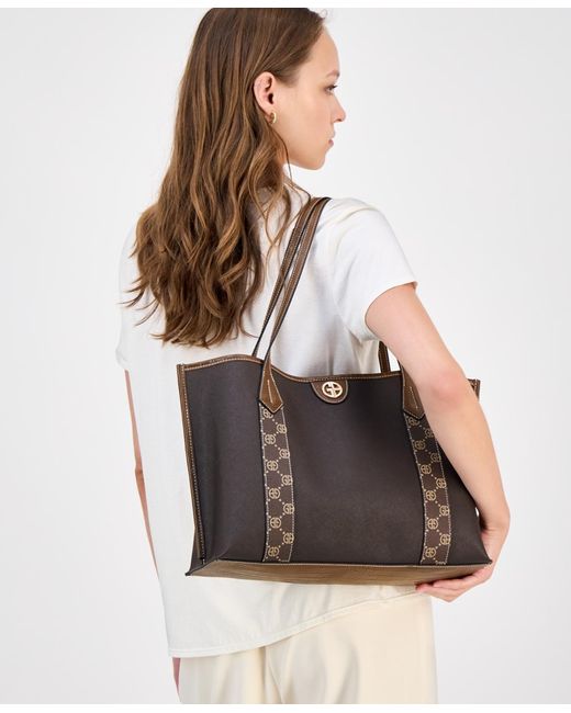 Giani Bernini Brown Extra Large Monogram Block Tote Bag