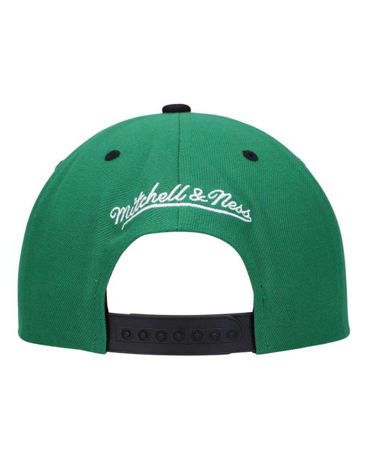 Men's Mitchell & Ness Black/Kelly Green Boston Celtics Hardwood Classics  Sharktooth Snapback Hat
