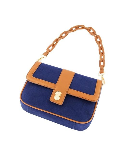 Tommy Bahama Blue Solid Canvas Flap