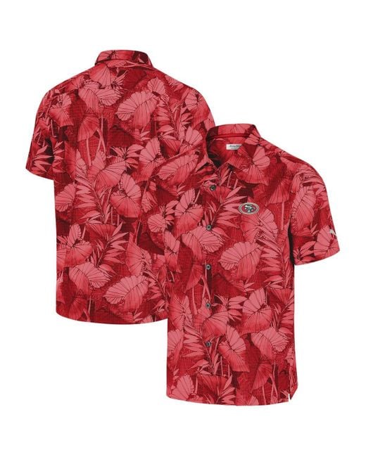 Tommy Bahama Red San Francisco 49ers Bahama Coast Nuevo Fronds Camp Button-up Shirt for men