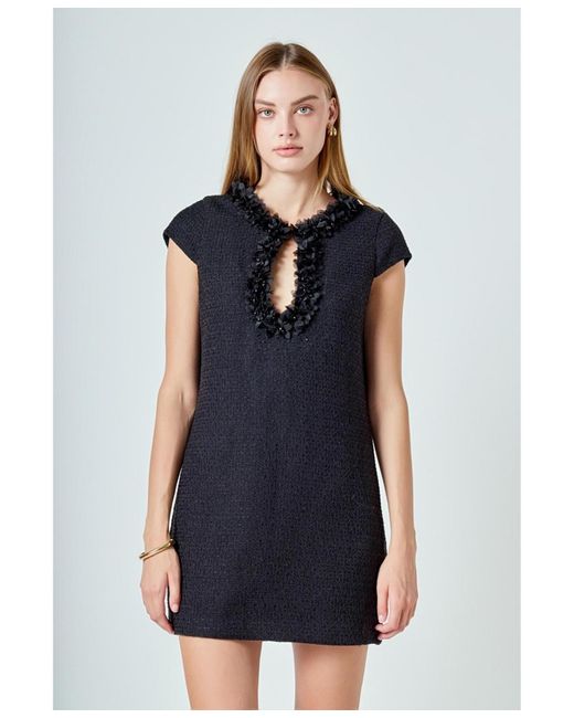 Endless Rose Blue Tweed Shift Dress