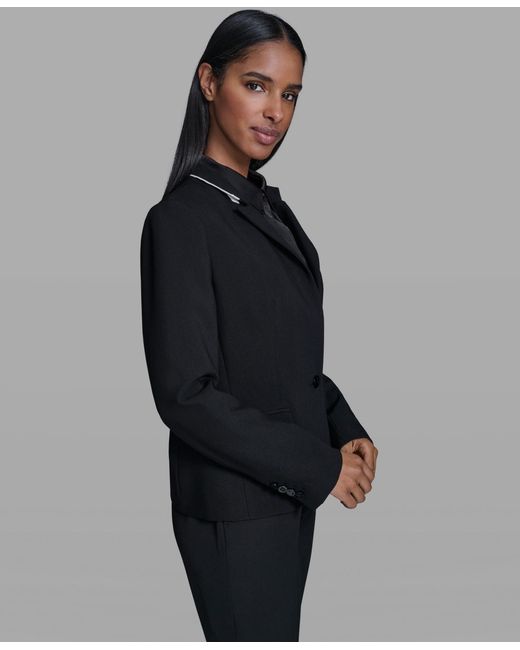 Karl Lagerfeld Black Karl Lagerfeld Reverse Lapel One Button Blazer