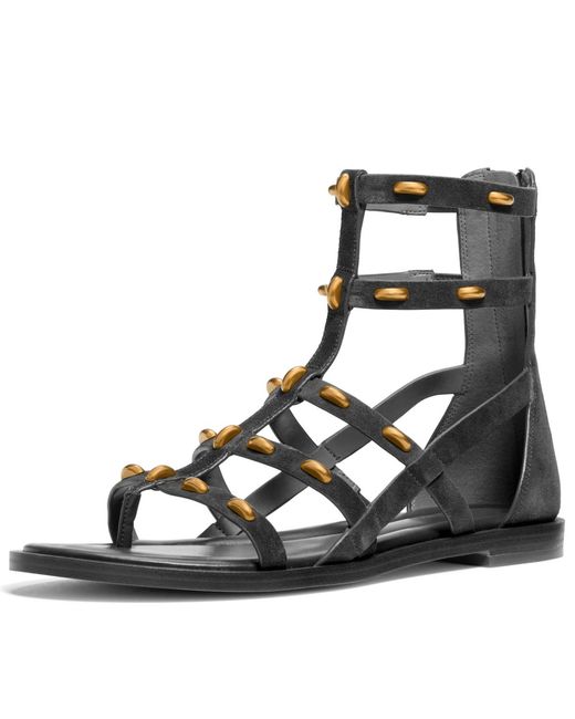 Michael Kors Metallic Noa Gladiator Open Toe Flat Sandals