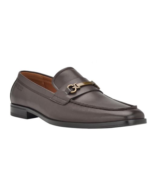 Guess Brown Haldie Square Toe Slip On Dress Loafers for men