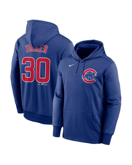 Nike Blue Kyle Tucker Chicago Cubs Player Name Number Pullover Hoodie for men