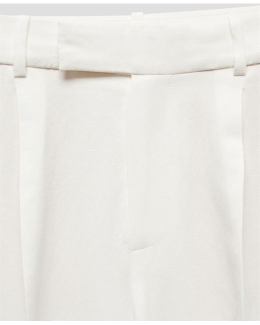 Mango White Flowy Suit Pants