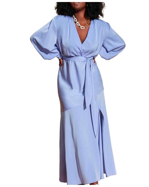 Eloquii Blue Plus Size Satin Maxi Dress