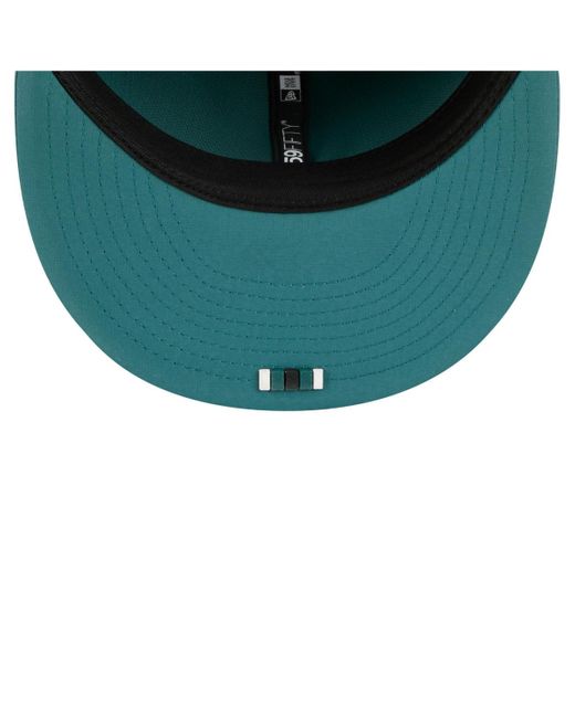 KTZ Green Midnight Philadelphia Eagles 2025 Sideline 59fifty Fitted Hat for men