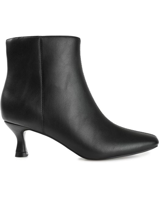 Journee Collection Black Kelssa Square Toe Kitten Heel Dress Booties