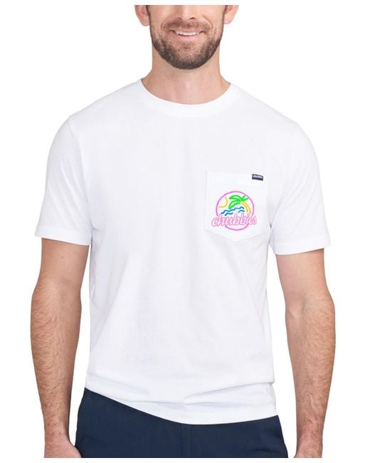 Chubbies White The Neon Dream Relaxed-fit Logo Graphic Pocket T-shirt for men