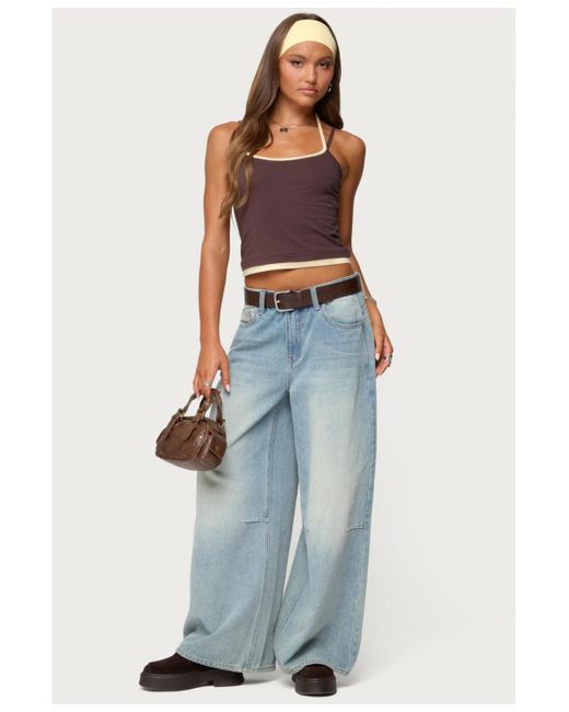 Edikted Purple Roya Layered Halter Tank Top
