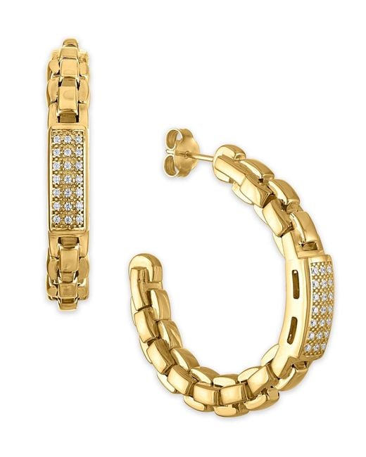 Macy's Metallic Diamond Bar Box Chain J-hoop Earrings (1/4 Ct. T.w.