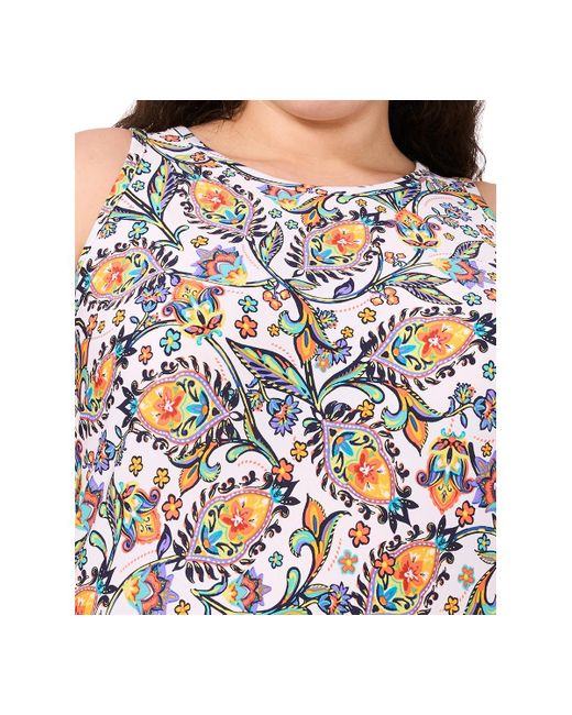 Msk Multicolor Plus Size Printed Round-neck Sleeveless Maxi Dress