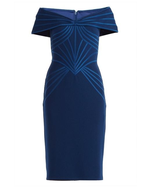 Tadashi Shoji Blue Meridian Sundial Off-shoulder Dress
