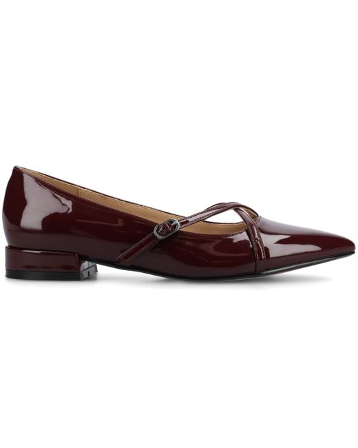 Journee Collection Brown Camby Crisscross Strap Pointed Toe Dress Flats
