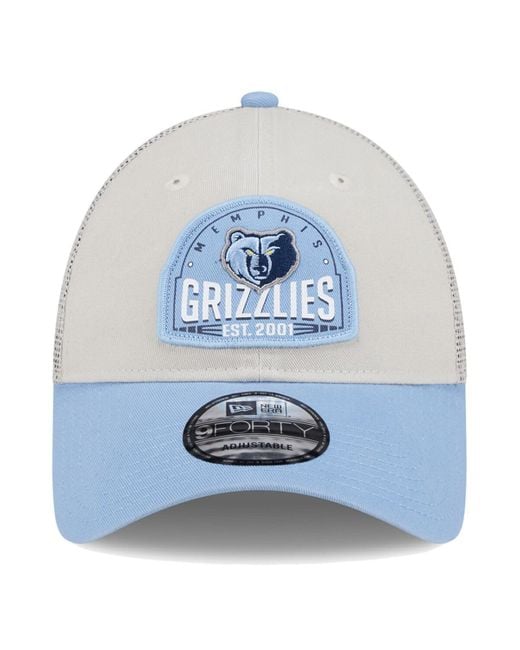 KTZ Khaki/light Blue Memphis Grizzlies Throwback Patch Trucker 9forty Adjustable Hat for men