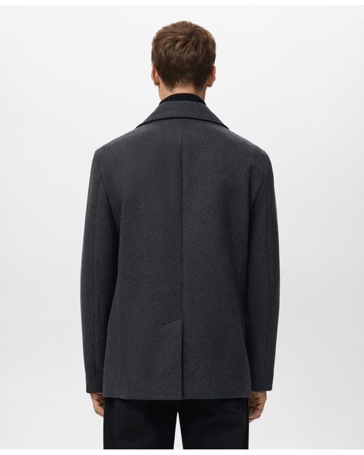 Mango Blue Short Double-breasted Wool Coat for men