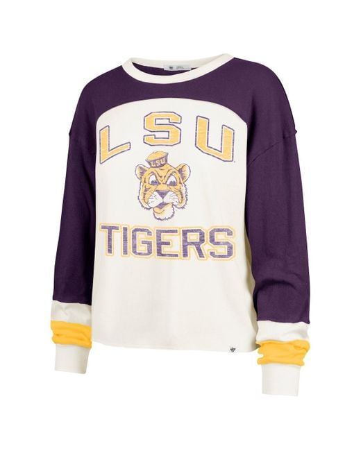 '47 Blue Lsu Tigers Double Header Curve Raglan Long Sleeve T-shirt