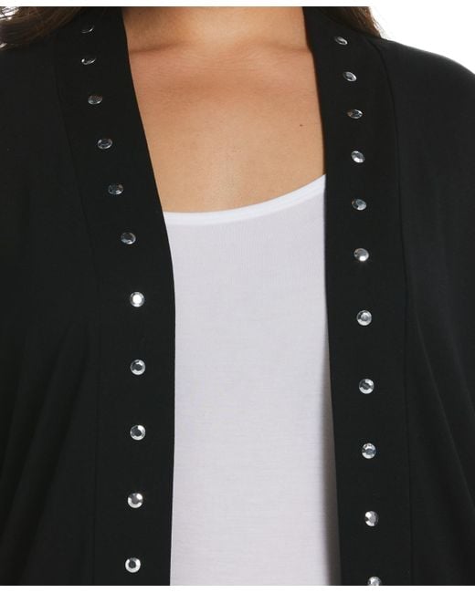 Rafaella Black Plus Size Open Front Cardigan Sweater