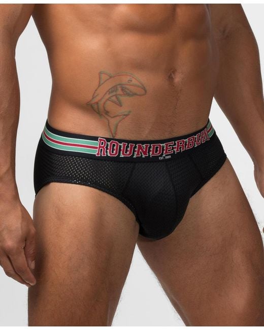 Rounderbum Black Varsity Package Brief for men