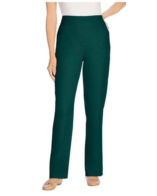 Woman Within Green Within Flex-fit Pull-on Straight-leg Denim Jean