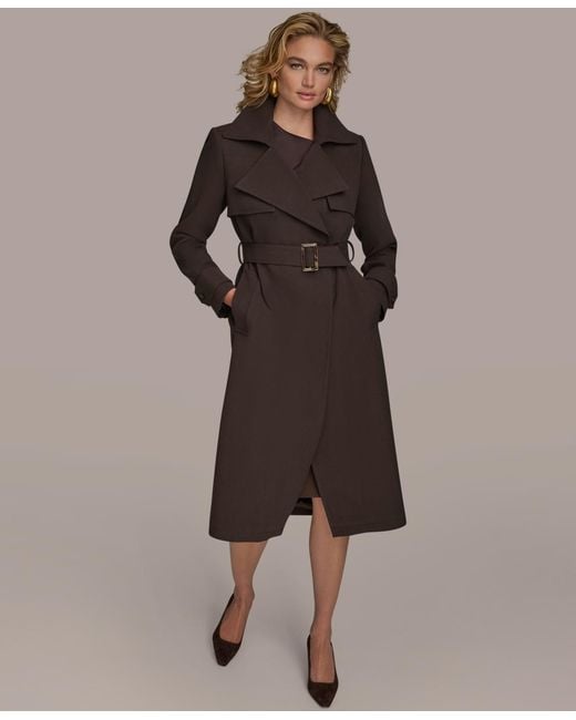 Donna Karan Brown Belted Notched-collar Trench Coat