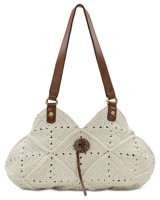 Patricia Nash Natural Marti Diamond Crochet Shoulder Bag