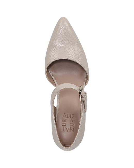 Naturalizer Metallic Pixie Mary Jane Pointed Toe Block Heel Pumps