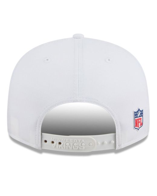 KTZ White Minnesota Vikings 2025 Sideline Split Panel 9fifty Snapback Hat for men