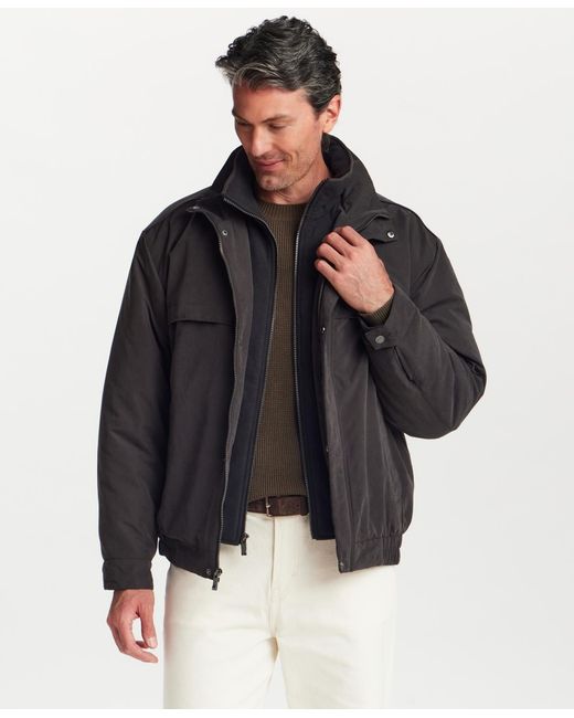 Weatherproof Black Microfiber Fleece-lined Bib Front Bomber Jacket for men